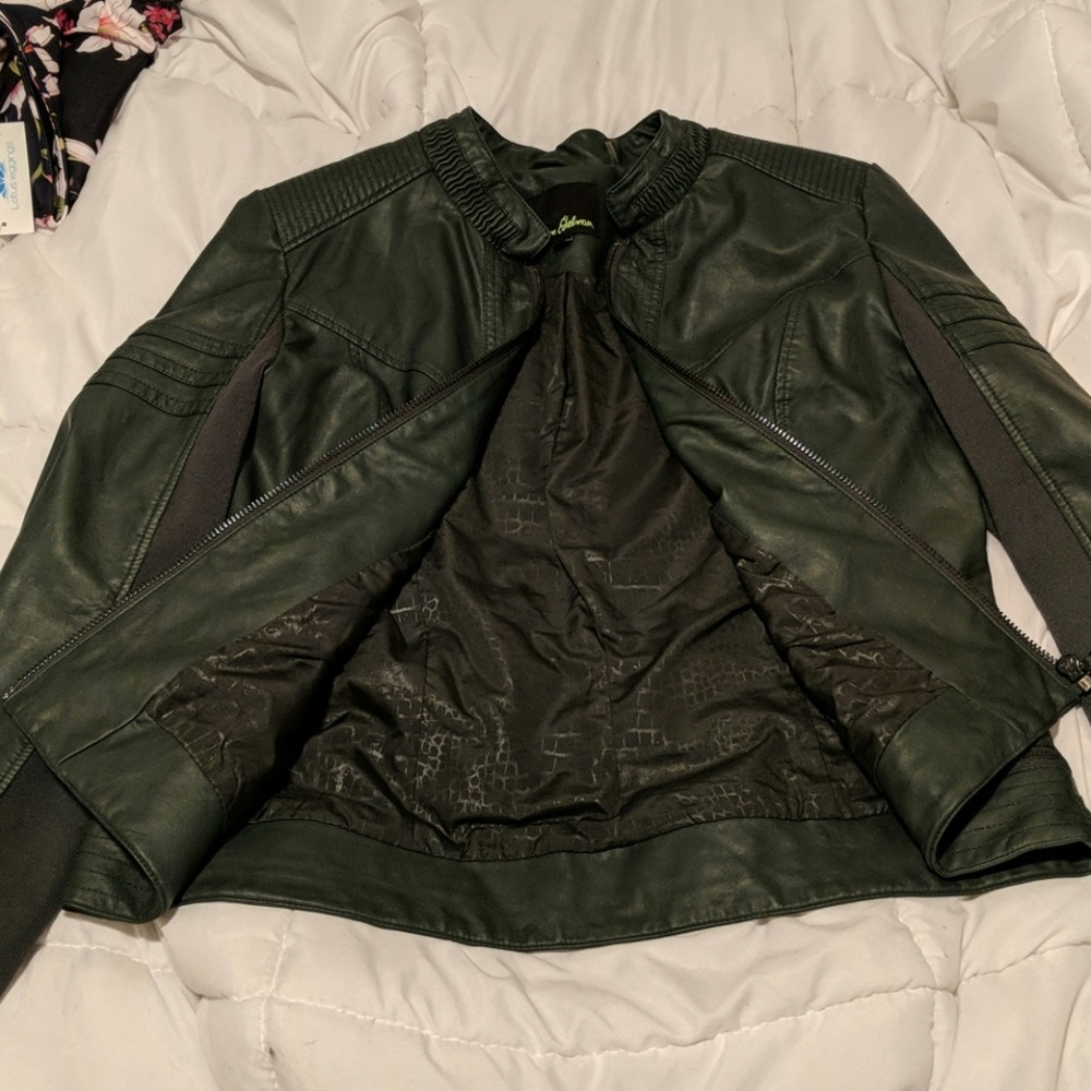 Sam Edelman--Dark green faux leather jacket! - Picture 4 of 7